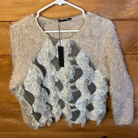 Krisa by Revolve Women’s long sleeve hairy knit sweater oversized warm winter XS - Picture 6 of 9